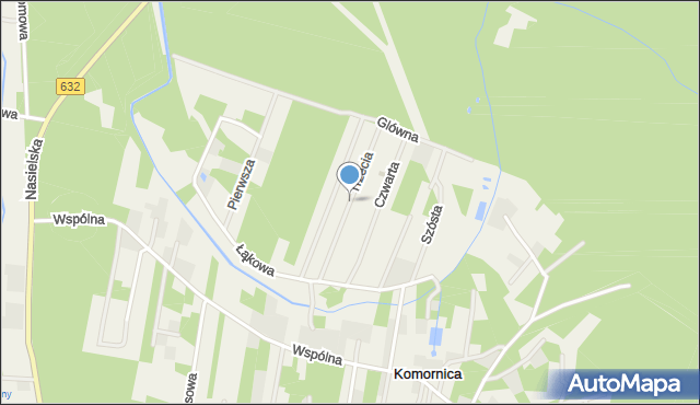 Komornica, Trzecia, mapa Komornica