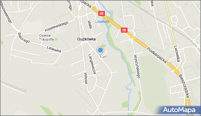 Krosno, Traugutta Romualda, gen., mapa Krosna