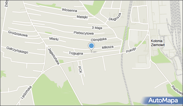 Lędziny powiat bieruńsko-lędziński, Trójkątna, mapa Lędziny powiat bieruńsko-lędziński