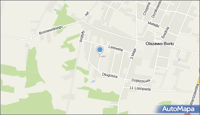 Olszewo-Borki, Traugutta Romualda, gen., mapa Olszewo-Borki