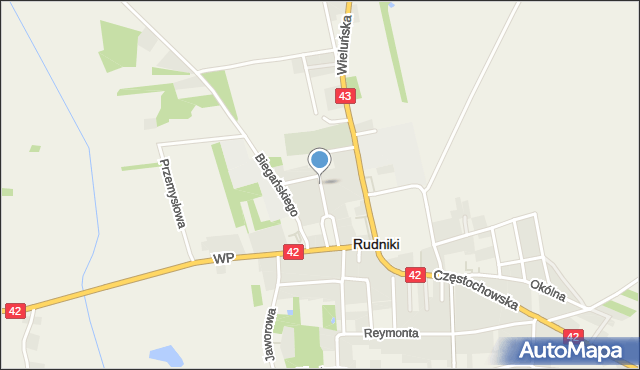 Rudniki powiat oleski, Traugutta Romualda, gen., mapa Rudniki powiat oleski