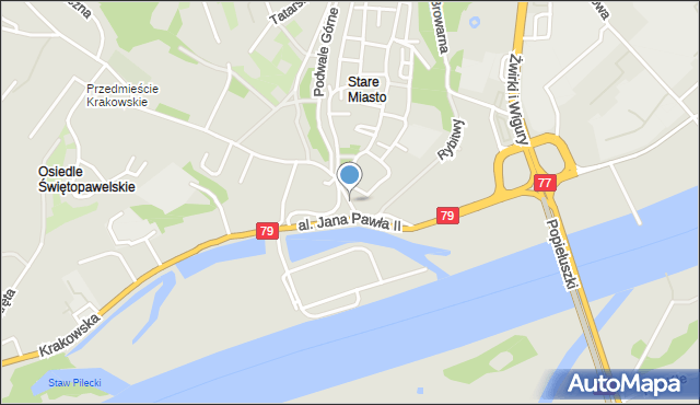 Sandomierz, Trąby Mikołaja, mapa Sandomierza