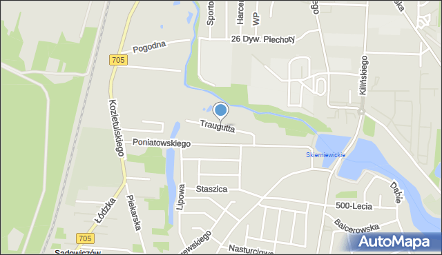 Skierniewice, Traugutta Romualda, gen., mapa Skierniewic