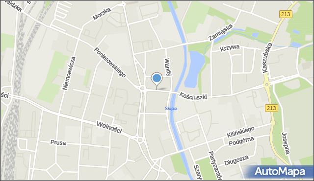 Słupsk, Tramwajowa, mapa Słupska