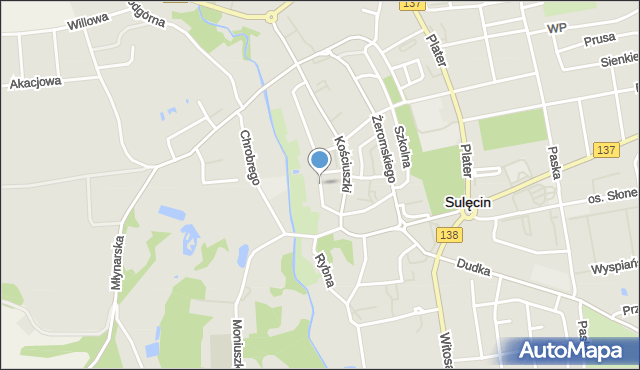 Sulęcin, Traugutta Romualda, gen., mapa Sulęcin