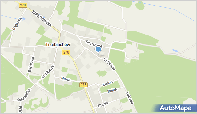 Trzebiechów powiat zielonogórski, Trojaków, mapa Trzebiechów powiat zielonogórski
