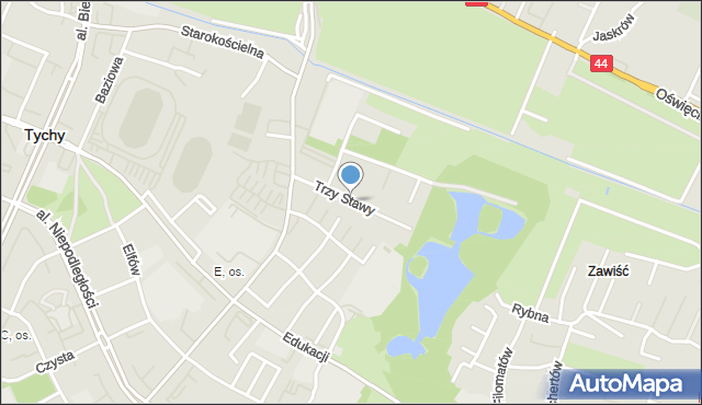 Tychy, Trzy Stawy, mapa Tychów