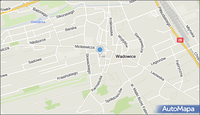 Wadowice, Trybunalska, mapa Wadowice
