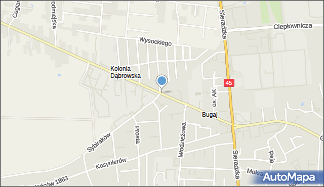 Wieluń, Traugutta Romualda, gen., mapa Wieluń