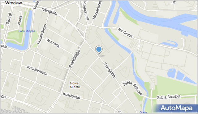 Wrocław, Traugutta Romualda, gen., mapa Wrocławia