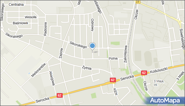 Wyszków, Traugutta Romualda, gen., mapa Wyszków