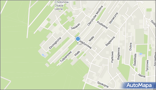 Chotomów, Tulipanowa, mapa Chotomów