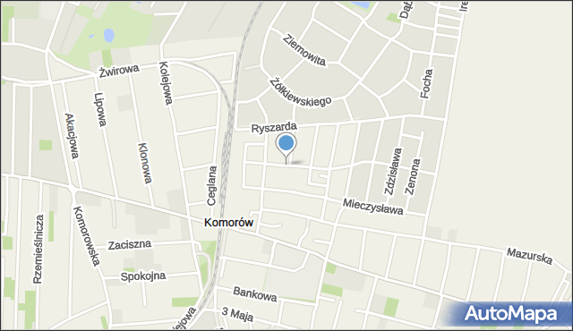 Komorów gmina Michałowice, Turkusowa, mapa Komorów gmina Michałowice