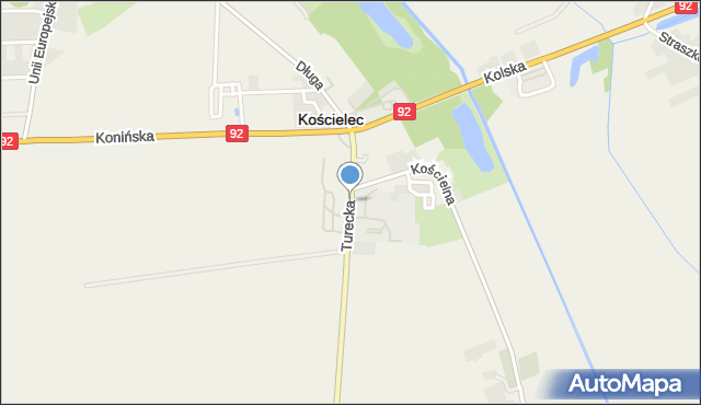 Kościelec powiat kolski, Turecka, mapa Kościelec powiat kolski