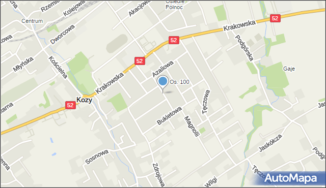 Kozy powiat bielski, Tulipanów, mapa Kozy powiat bielski