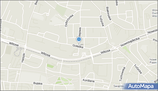 Kraków, Turniejowa, mapa Krakowa