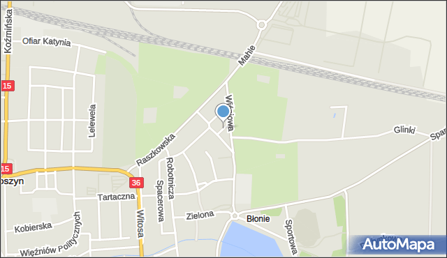 Krotoszyn, Tulipanowa, mapa Krotoszyna