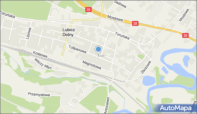 Lubicz Dolny, Tulipanowa, mapa Lubicz Dolny