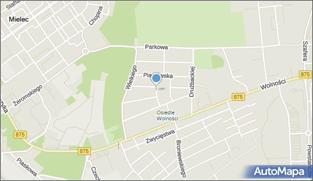Mielec, Tumanowicza Waleriana, mjr., mapa Mielca