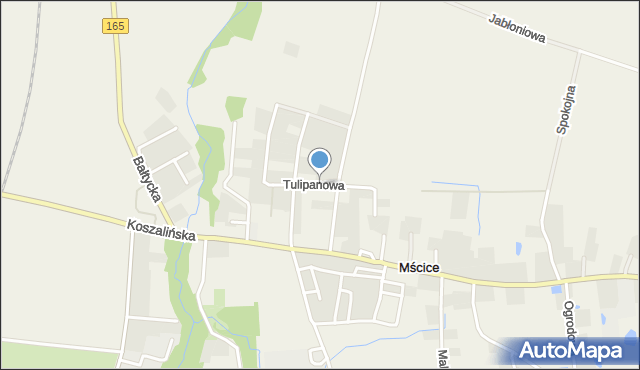 Mścice, Tulipanowa, mapa Mścice