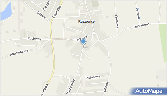 Ruszowice gmina Głogów, Turkusowa, mapa Ruszowice gmina Głogów