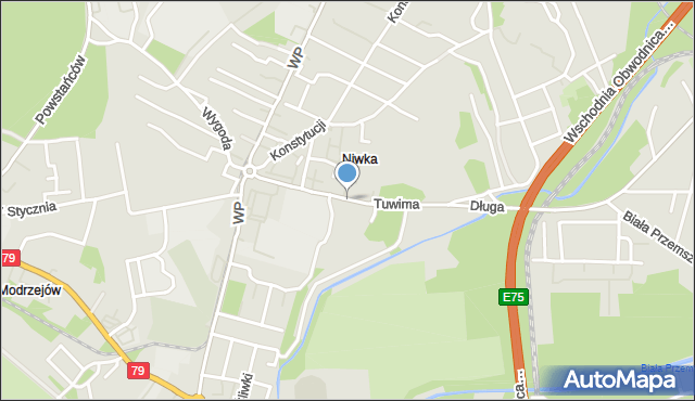 Sosnowiec, Tuwima Juliana, mapa Sosnowca