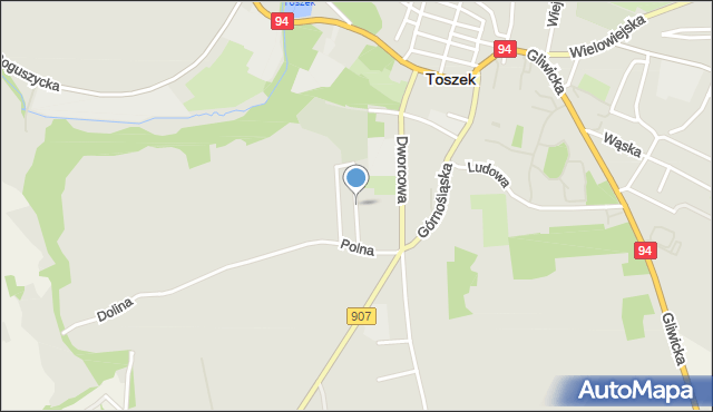 Toszek, Twardowskiego Jana, ks., mapa Toszek