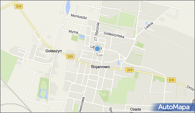 Bojanowo powiat rawicki, Tylna, mapa Bojanowo powiat rawicki
