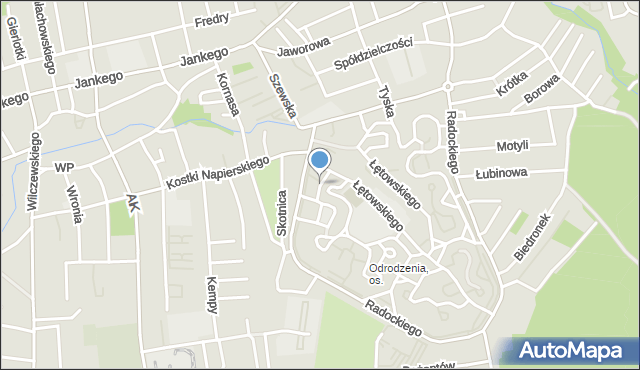 Katowice, Tylna, mapa Katowic