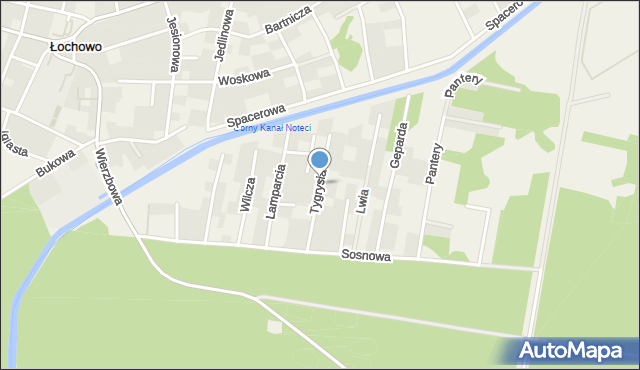 Łochowo, Tygrysia, mapa Łochowo