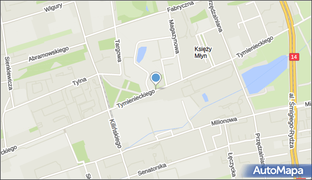 Łódź, Tymienieckiego Wincentego, ks. bp., mapa Łodzi