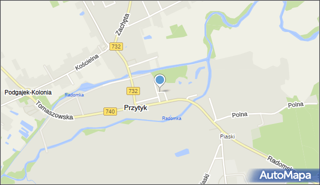 Przytyk, Tylna, mapa Przytyk