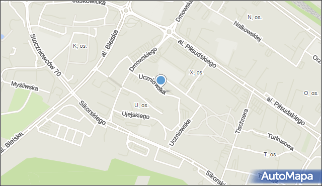 Tychy, Uczniowska, mapa Tychów