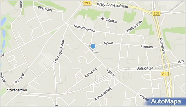 Bydgoszcz, Ugory, mapa Bydgoszczy