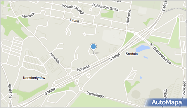Sosnowiec, Ujejskiego Kornela, mapa Sosnowca