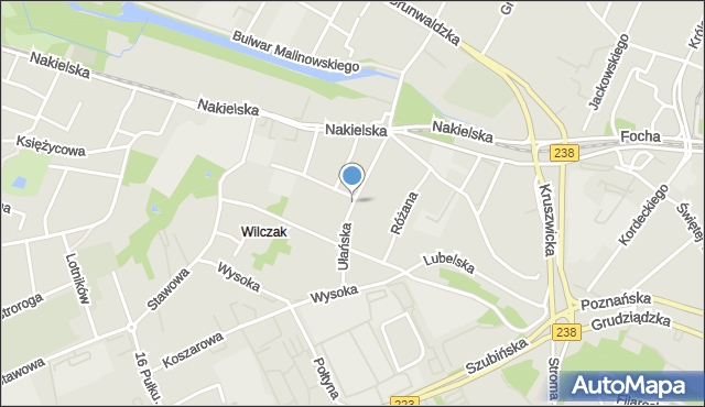 Bydgoszcz, Ułańska, mapa Bydgoszczy