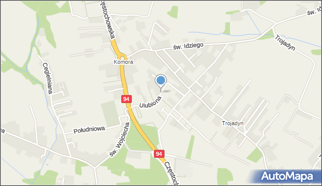 Modlnica, Ulubiona, mapa Modlnica