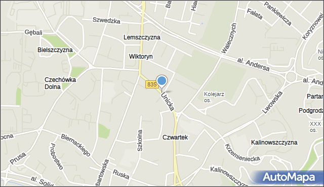 Dominów gmina Głusk, Unicka, mapa Dominów gmina Głusk