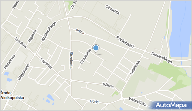 Środa Wielkopolska, Unruga Franciszka, mapa Środa Wielkopolska