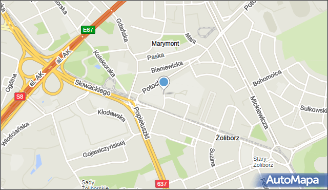 Warszawa, Urzędnicza, mapa Warszawy