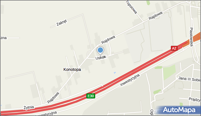 Konotopa gmina Ożarów Mazowiecki, Uskok, mapa Konotopa gmina Ożarów Mazowiecki