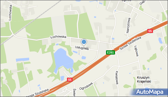 Kruszyn Krajeński, Usługowa, mapa Kruszyn Krajeński