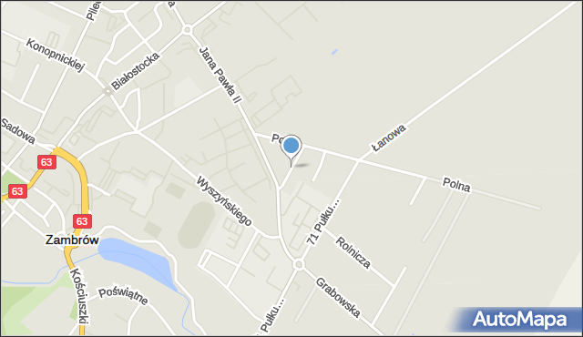 Zambrów, Ustronna, mapa Zambrów