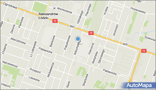 Aleksandrów Łódzki, Waryńskiego Ludwika, mapa Aleksandrów Łódzki