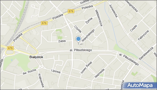 Białystok, Waryńskiego Ludwika, mapa Białegostoku