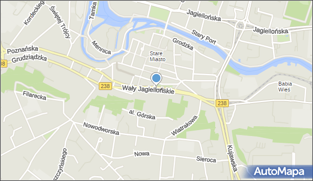 Bydgoszcz, Wały Jagiellońskie, mapa Bydgoszczy