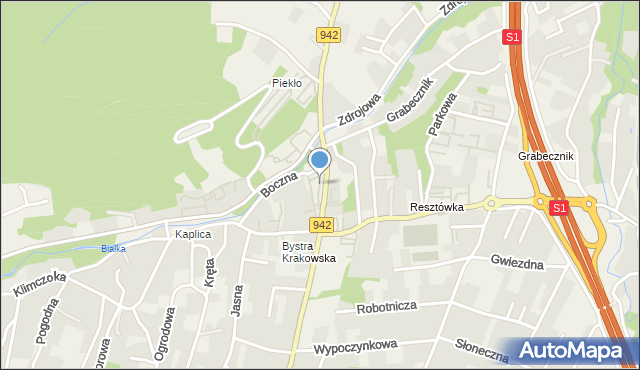 Bystra gmina Wilkowice, Wąska, mapa Bystra gmina Wilkowice