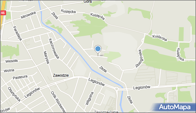 Częstochowa, Wapienna, mapa Częstochowy