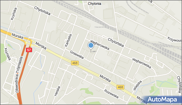 Gdynia, Wawrzyniaka, mapa Gdyni