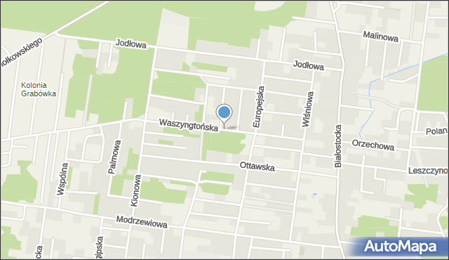 Grabówka gmina Supraśl, Waszyngtońska, mapa Grabówka gmina Supraśl